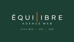 Logo Équilibre en blanc et terracotta, agence web, sites web, SEO et GEO